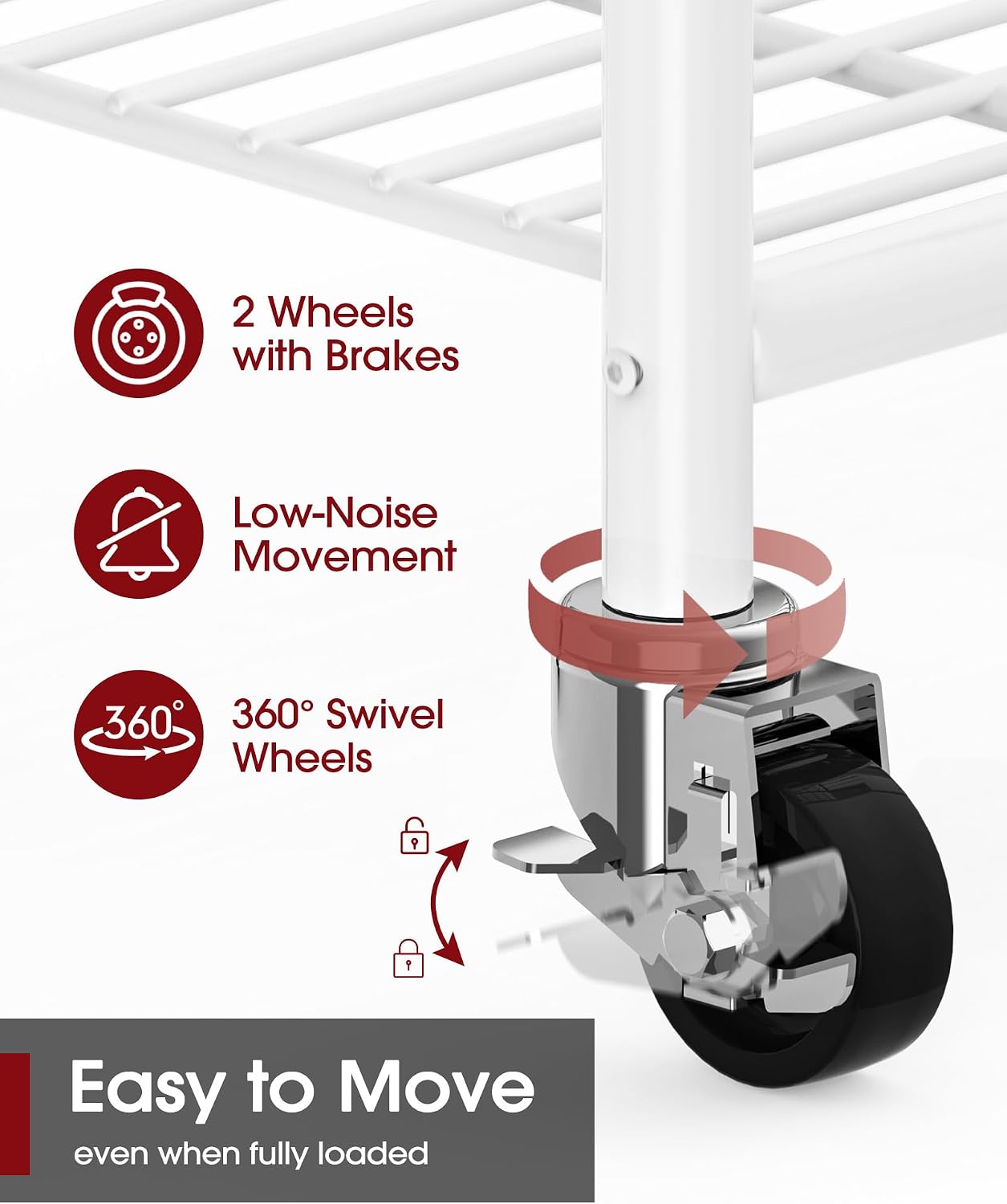Sakugi Clothes Rack - 33.0 x 12.2 x 79.5 Clothing Rack with Shelves & Wheels, Multi-Functional Wardrobe Closet with Hooks, Sturdy Metal Garment Rack for Bedroom, Laundry, Balcony (White)